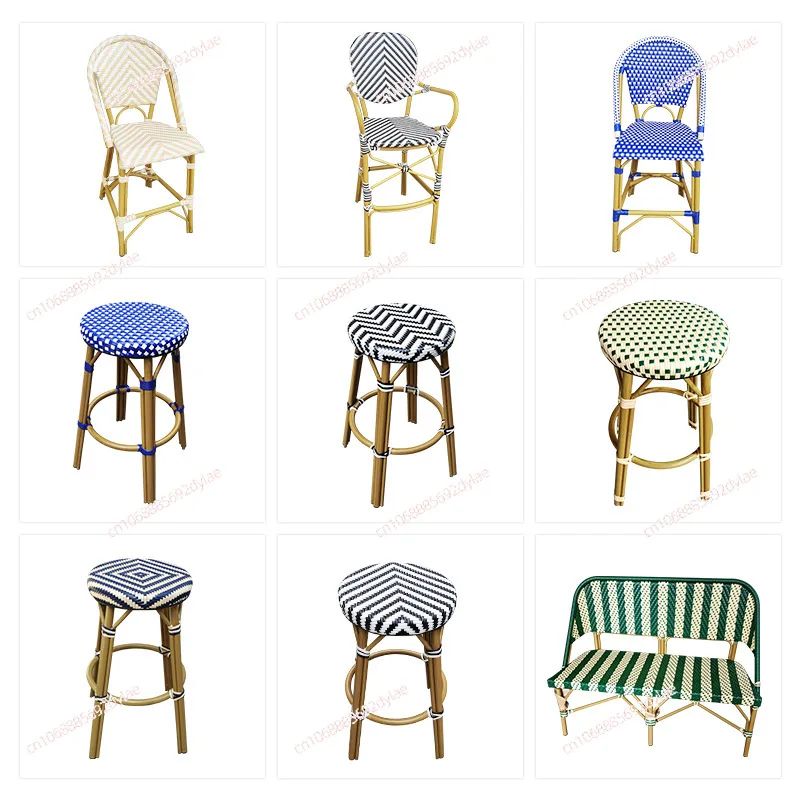 Customized Bar Chairs,  Rattan Woven Outdoor High Stools, Internet Celebrity Coffee Shops, Dining Bars, Retro Bar Chairs