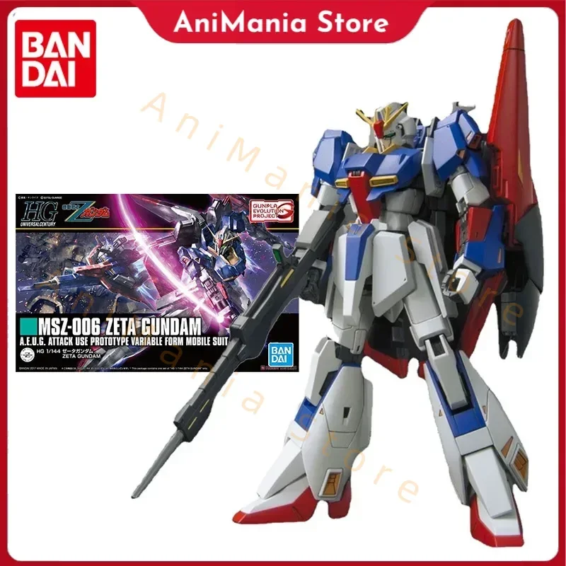 

Комплект модели Bandai Gundam, аниме-фигурка HGUC 1/144 MSZ-006 ZETA Gundam, натуральная модель Gunpla, аниме-фигурка, игрушки для детей