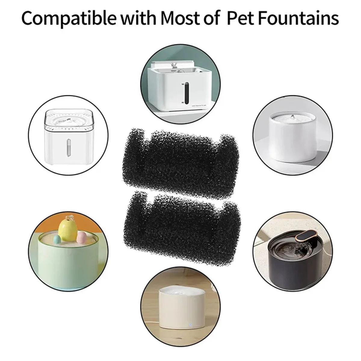 ABDR-12PCS Pet Drinking Sponge Filter Water Dispenser for Cats and Dog Healthy Sponge Filter Drinking Fountain Accessories