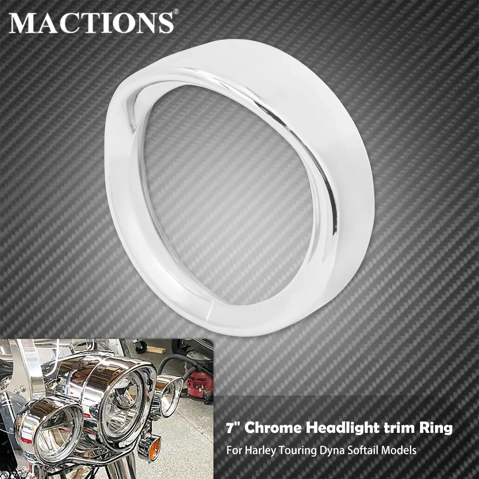 

Motorcycle 7" Headlight Trim Ring Visor Style For Harley Touring Road King Electra Glide Softail FLHR FLD FLH Trike 1994-2022