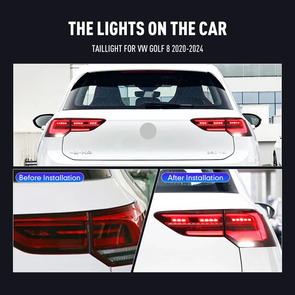 LED Taillights for Volkswagen VW Golf 8 MK8 2020-2025 Car Tail Light Assembly Reverse Fog Brake Flowing Water Flicker Rear Lamps