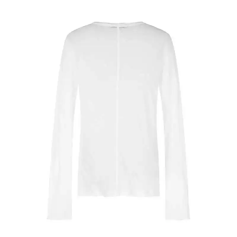 Casual Semitransparent Long Sleeve Base Men's T-shirt Versatile Slim Design Round Collar Fashion Pullover Tops 3GMU