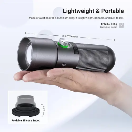Imagen 2 del producto NEEWER BASICS Linterna de fotografía RGB con trípode de escritorio/4 colores/20 filtros Gobo/7500mAh, 10W 6300K CRI95 + foco LED