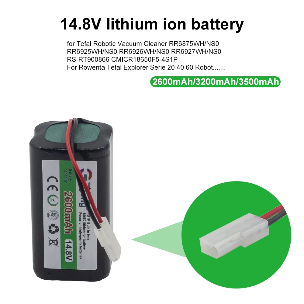 14.8V 3500mAh Battery Rowenta Tefal Explorer Serie 20 40 60 Robot lithium battery RS-RT900866 CMICR18650F5-4S1P RR6875WH/NS0