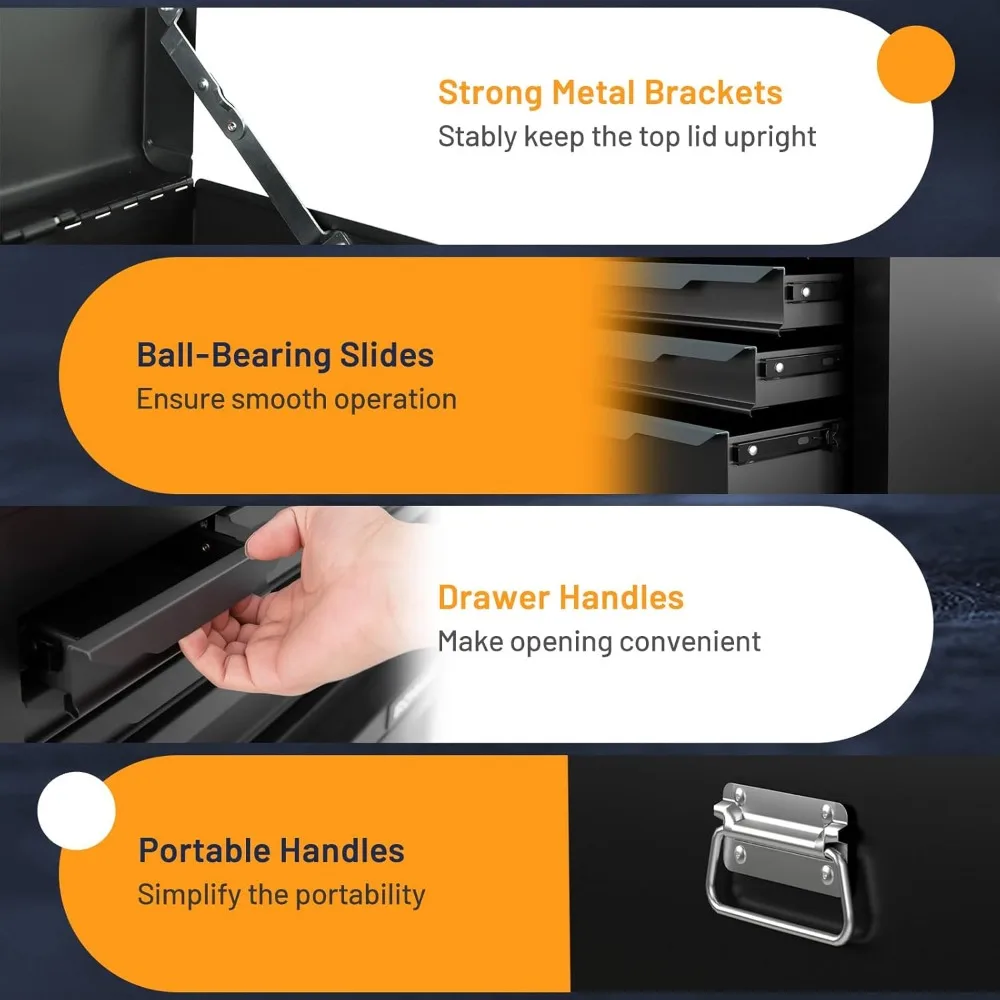 頑丈な11段引き出し付きローリングスチールツールチェスト、吊り下げ穴、セントラルロッキングシステム、安全な保管のためのバランス設計付き