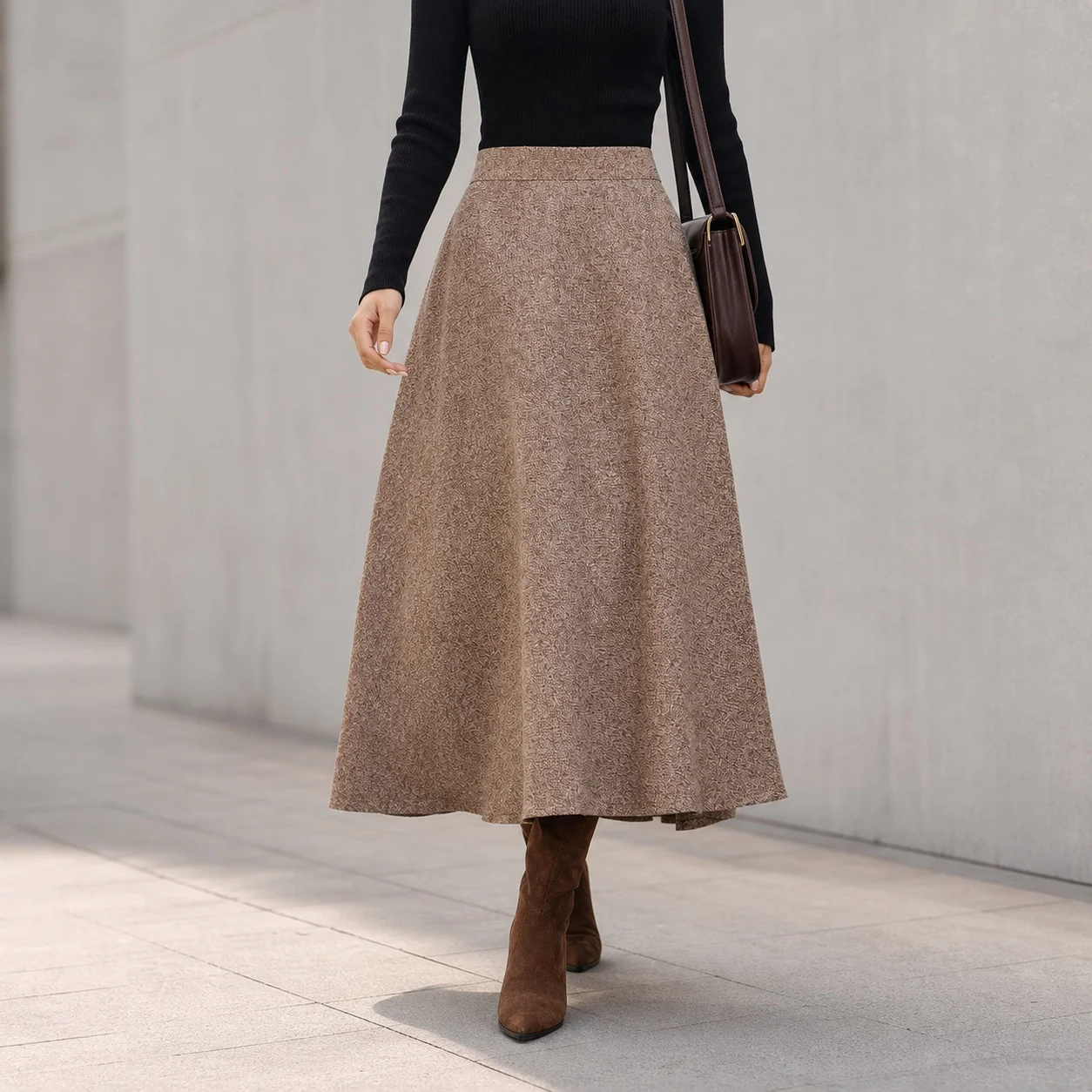 Women's Elegant Solid Color Wrinkle-Free Long Skirt For Women – Minimalist Casual Wear for Everyday Elegance A Line Maxi