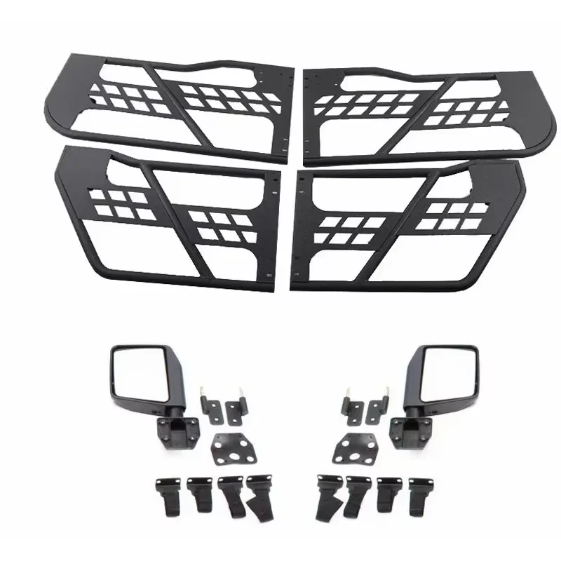 

STLFVISHN for Jeep 2018-2024 Wrangler JL Gladiator JT 4-Door Off-Road Safiri Half Door w/ Mirror Black Steel Tubular Half Door