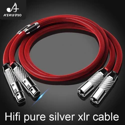 One Pair AUTUDIO HIFI 2XLR Male To 2XLR Female Cable Hi-end Pure Silver 2XLR Balanced Cable for Microphone Amplifier