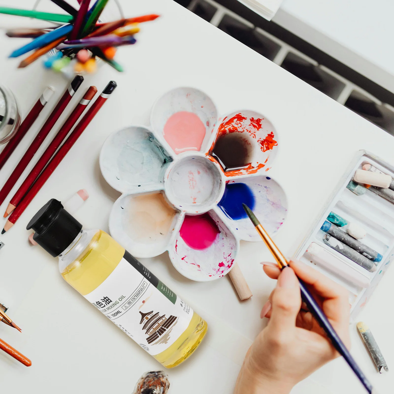 

1 Bottle Oil Color Toning Agent Odorless Paint Thinner for Oil Painting Brush Cleaner Medium Multi-Use Art Supplies