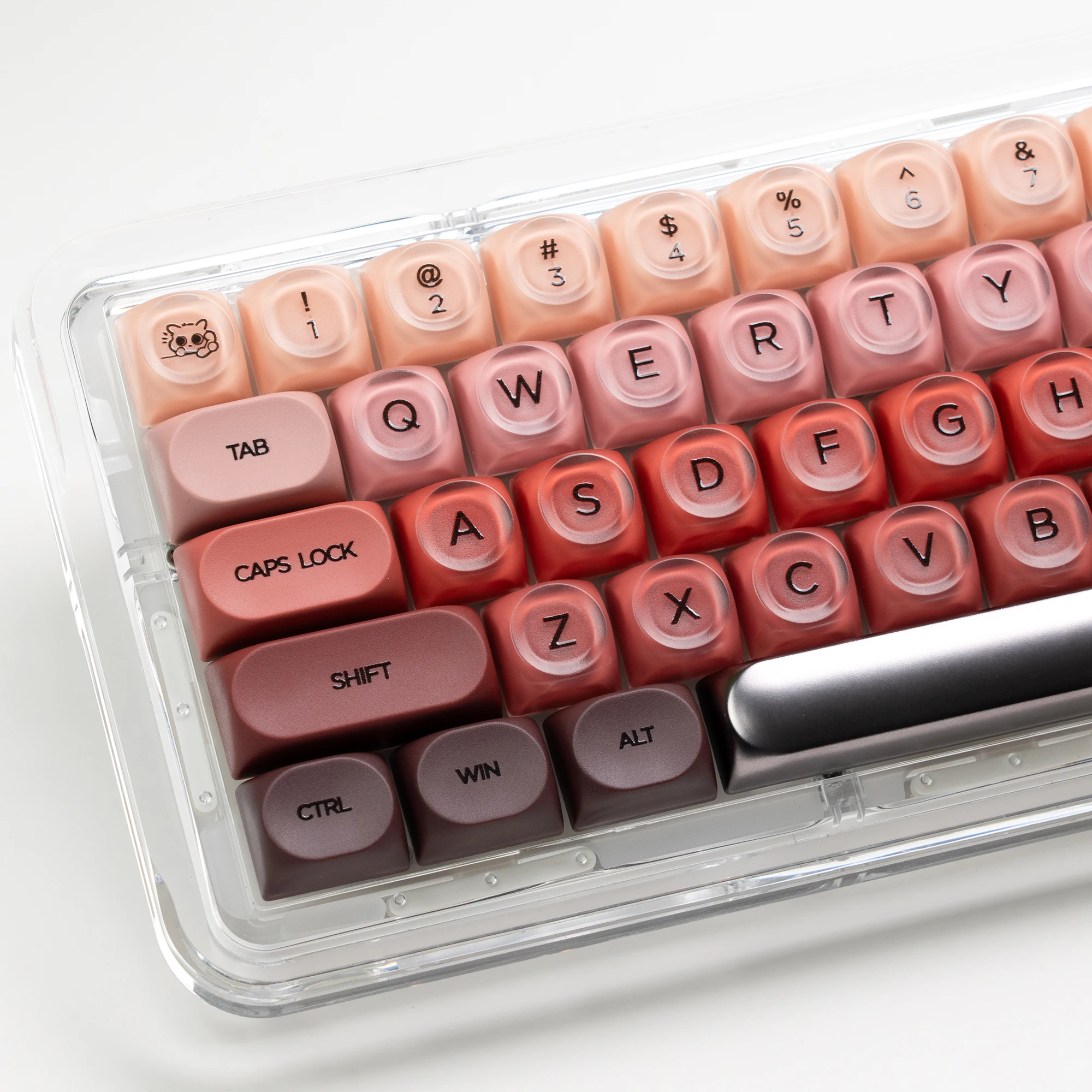 Frosted Texture Gradient Foundation&Red Lipstick Theme Keycaps 75% PBT Double Shot HOA Profile 132 Keys For Mx Switch Mechanical