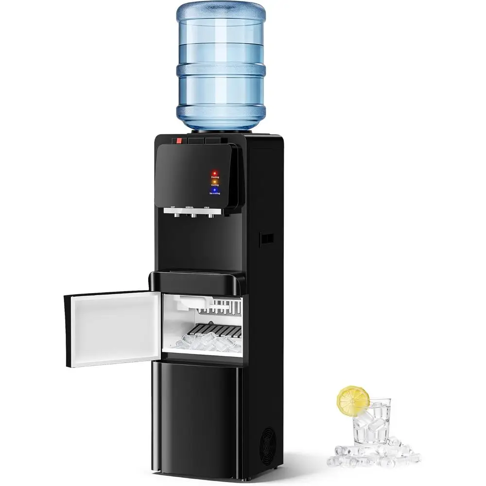 

Water Dispenser with Ice Maker, 4-in-1 Top Loading Water Cooler with Hot, Cold & Room Temp Water, 35lbs/Day Fast Ice Making, Chi