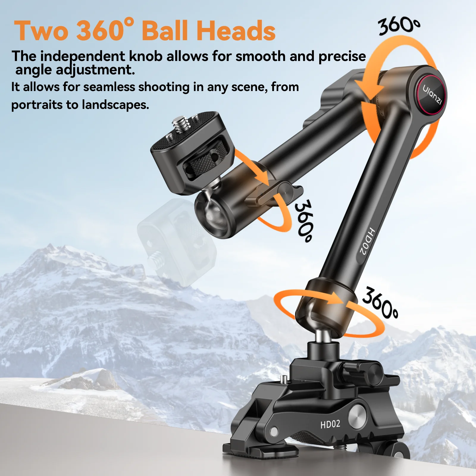Ulanzi HD02 سوبر المشبك مع 360 °   كرة صغيرة رئيس الإفراج السريع دعامة تثبيت مشبك ترايبود جبل 1/4 برغي كليب لكاميرا DSLR Gopro