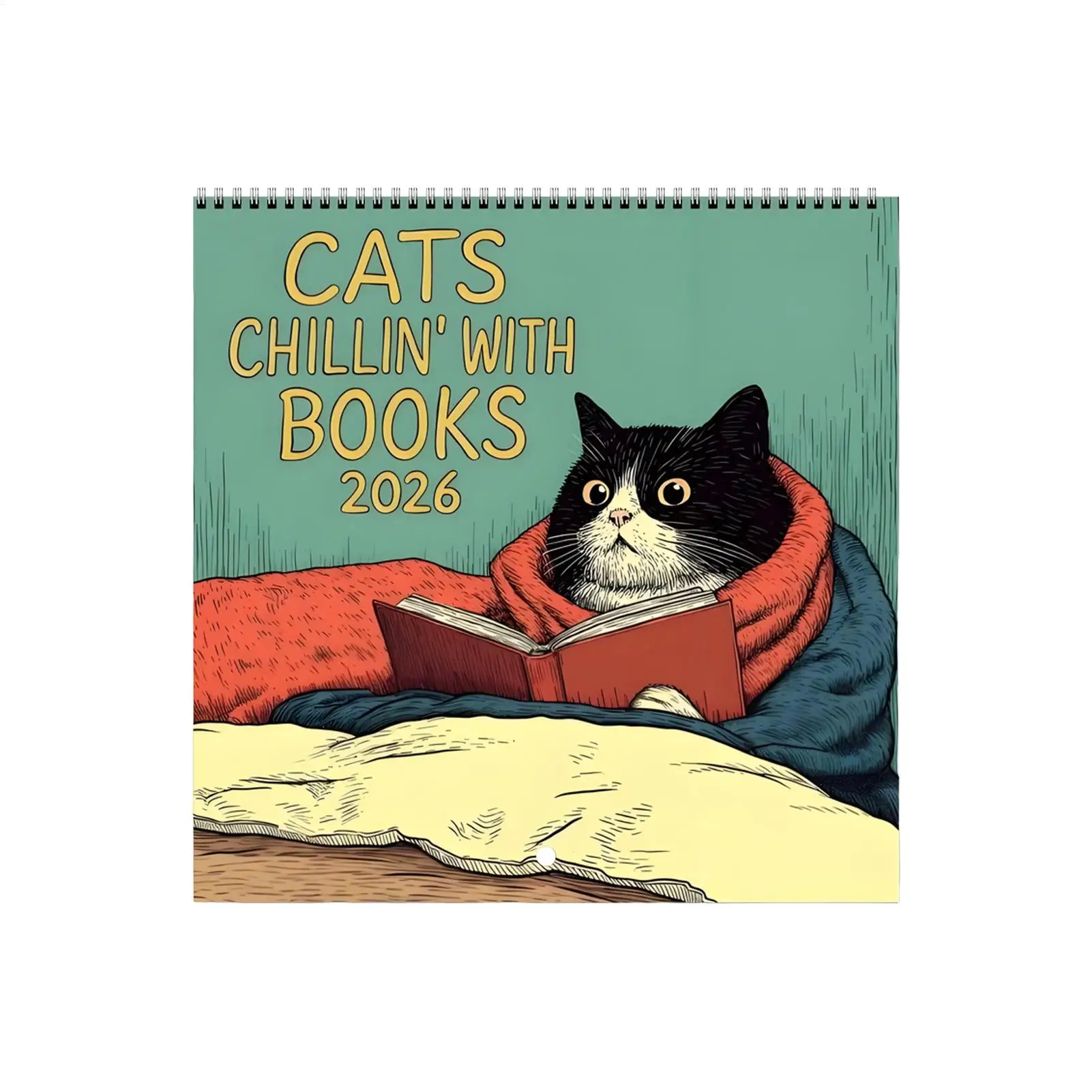

2026 Calendar Reading Cat 12 Monthly Wall Calendar 2026 Scheduling Tool Family Planner Organizer for Desktop Living Room Kitchen