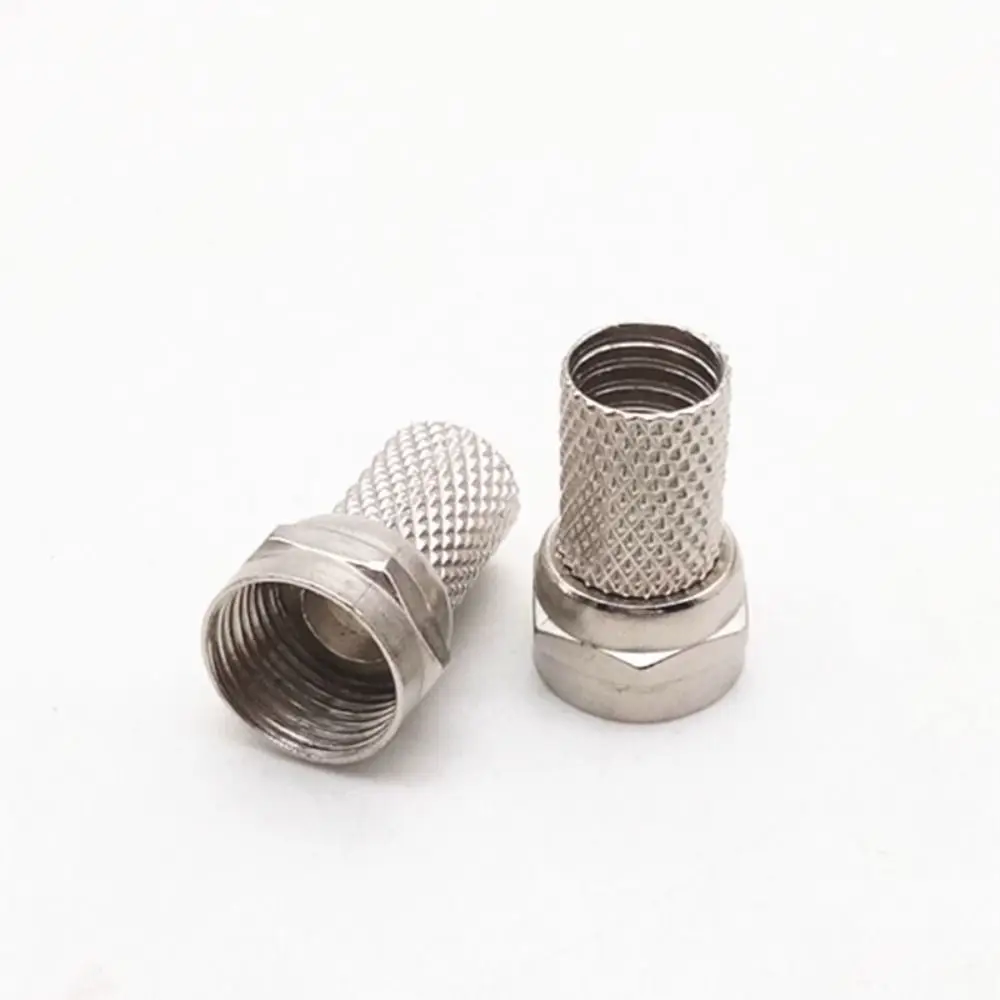 10Pcs 75 Ohm RG6 F Type Cable Connector 75-5 Copper F Plug Connector Screw On Type Twist On Design Coax Cable Quick Connector