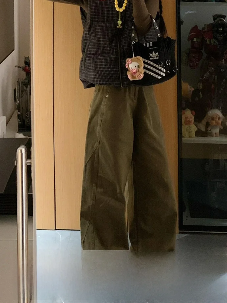 

Американские свободные повседневные джинсовые брюки с высокой талией, женские осенне-зимние новые джинсы Sle Pear Ape Body кофейного цвета