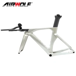 Airwolf 2024 TT Bike Frame Full Carbon Fiber Internal Cable Disc Time Trial Triathlon Bike Frame TT Bicycle Max Tire 700X28C