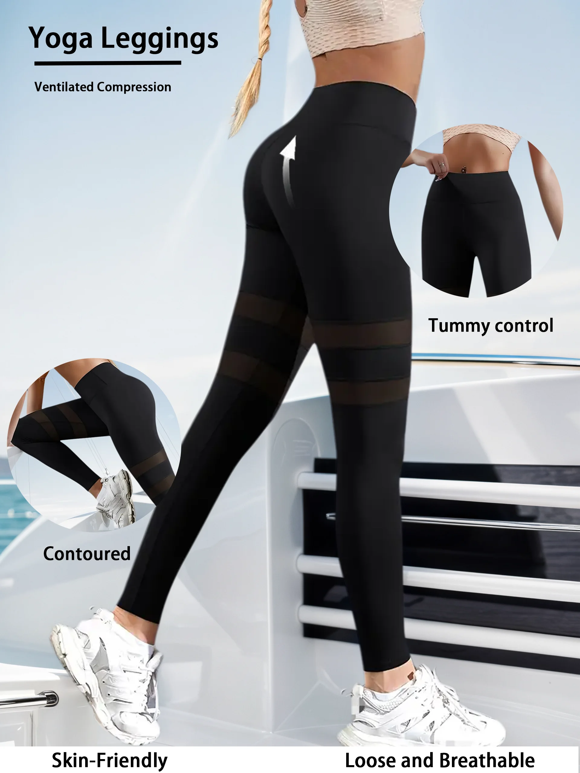 

Women Mesh Patchwork Sport Leggings High Waist Tights Solid Color For Women Push Up Yoga Pants Gym Fitness Tights
