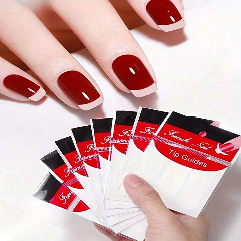 48/480pcs French Nail Stickers Wave Circle Pattern Guides Tape DIY Polish Stencil Line Shaping Templates for French Manicure Nai