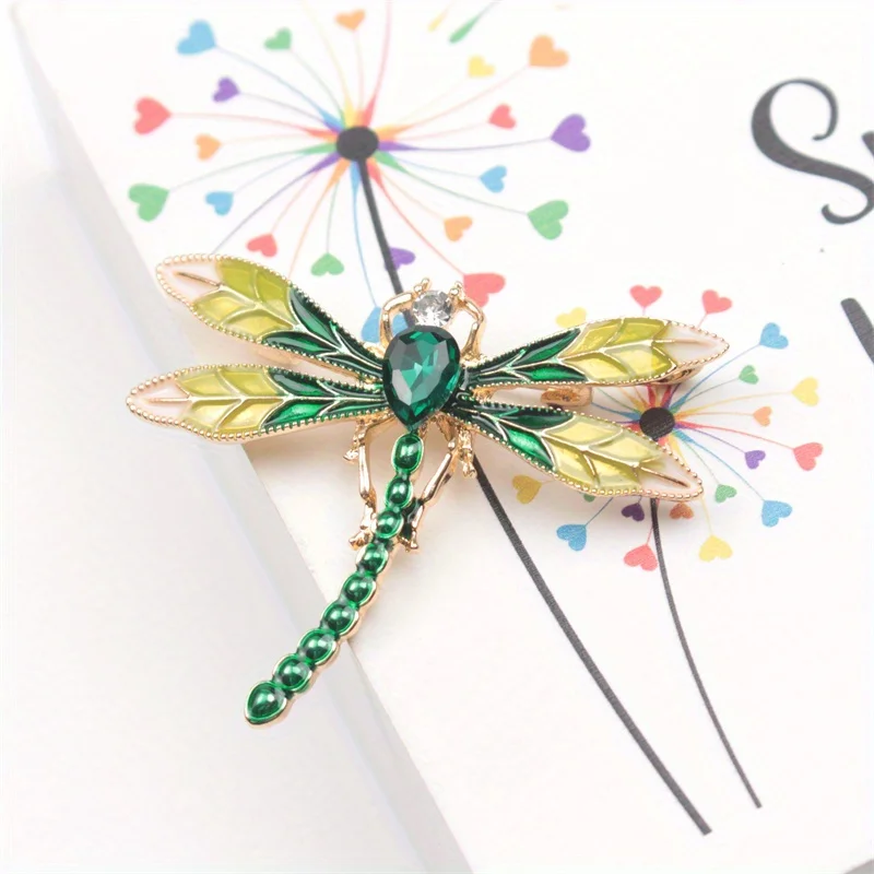 Dragonfly Broche Rhinestone Corsage, Drip Animal Pin, Moda Acessório Vestuário, Novo