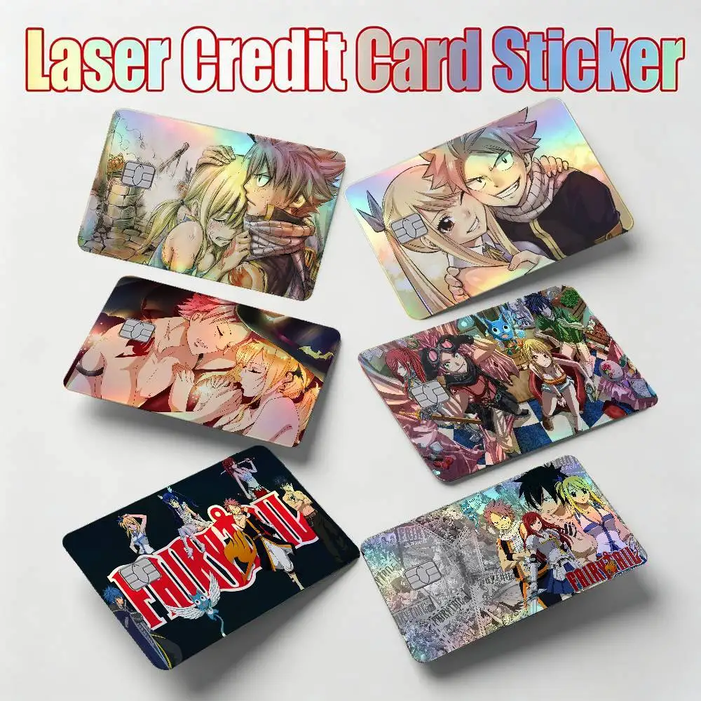 Cartoon F-Fairy Tail Anime 4Pcs Laser Card Stickers Vinyl Skin For Credit Debit Bank Cards Waterproof Resistant Protective