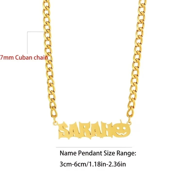 Personalized Halloween Pet Necklace 7NK Custom Name Text Chain Collar for Dogs Cats Pumpkin Ghost Style Jewelry Gift