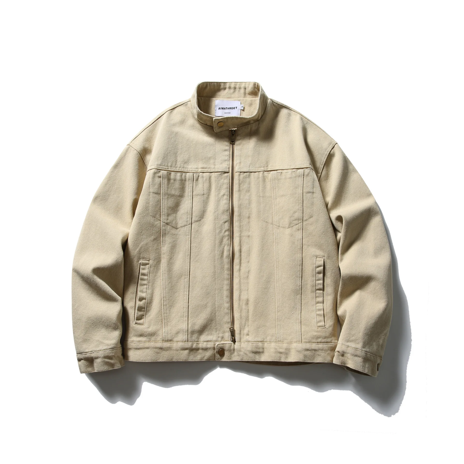 البوب ربيع الخريف موضة جديدة للرجال عادية العصرية بلون الوقوف طوق Longs Leeve بلون جاكيت زيبرا معطف الشارع الشهير #5