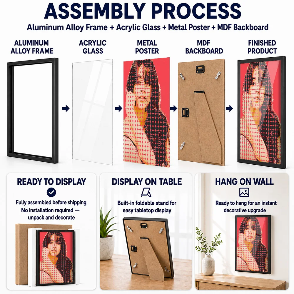 Camila Cabello Framed Metal Poster Personalized Photo Vibrant Pop Singer Style Wall Art For Music Room And Bedroom Birthday Gift