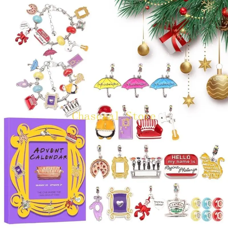 Charm Bracelet Advent Calendar 2024 DIY Bracelet Making 24 Days Christmas Countdown Calendar for Girl Kids Teens