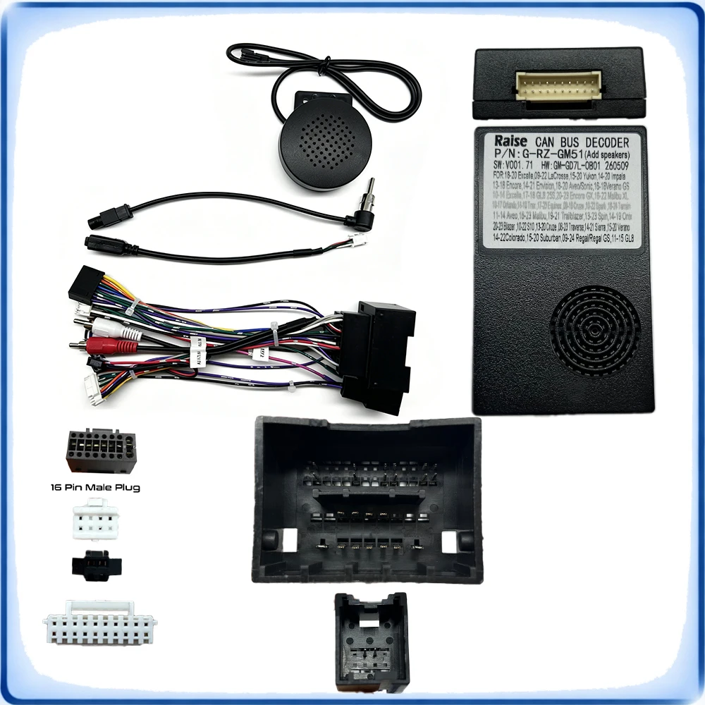 44Pin to 16Pin Car Radio Wiring Harness with CANBUS Decoder for Chevrolet Cruze Classic Speaker Retention Android Stereo Kit