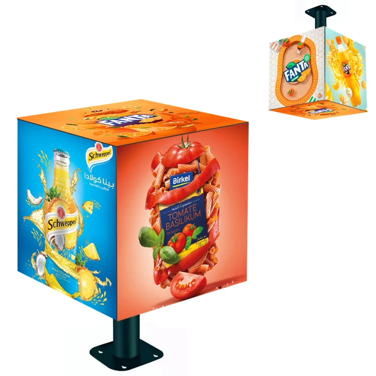 Custom Waterproof IP65 Outdoor Cube LED Display P3.91 5 Sides Advertising Magic Cube LED Screen For Store Hotel Bar