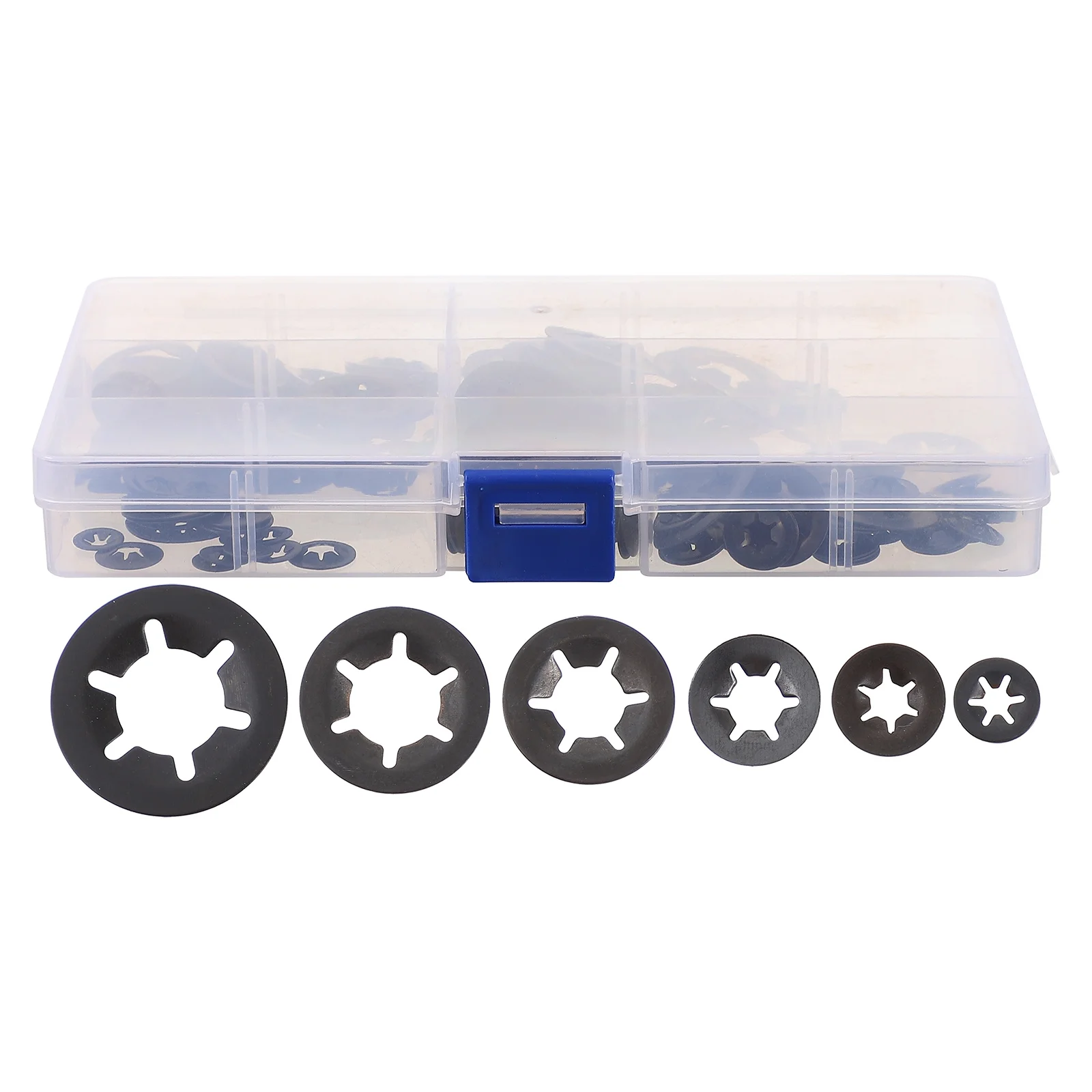 

340pcs Black Internal Tooth Locking Washers Push On Clips 7 Sizes Fasteners Assortment Kit Speed Retaining Rings