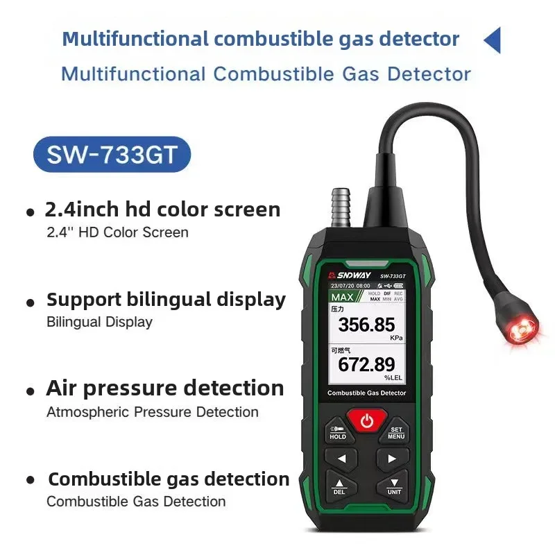 

SNDWAY SW-733GS/GT Combustible Gas Leak Detector Alarm Natural Gas Liquefied Petroleum Gas Methane Isobutane 10000 PPM umol mol