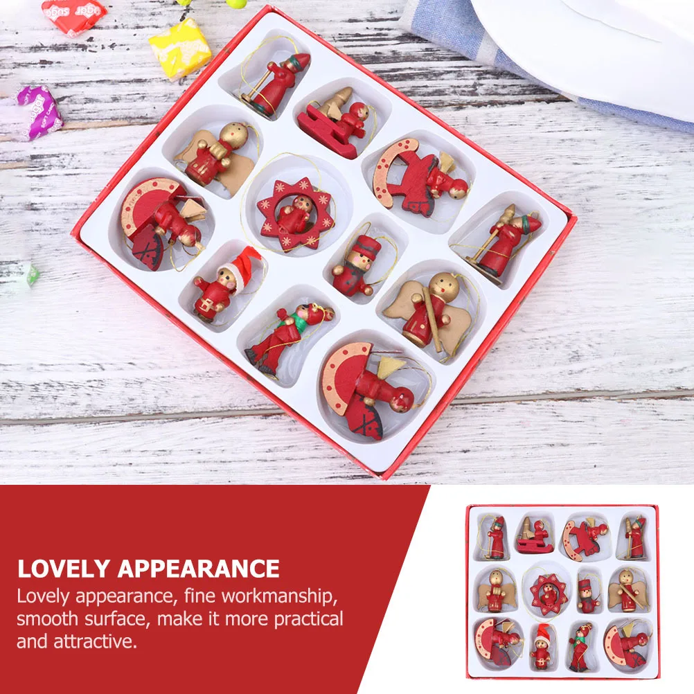 

24Pcs Wooden Pendants Christmas Decorations Adorable Exquisite High Quality Home Office Cafe Xmas Ornaments Christmas Ornaments