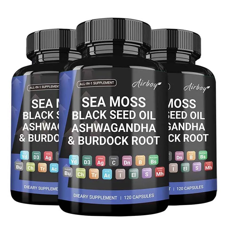 Sea Moss,Black Seed Oil,Ashwagandha & Burdock Root - Improve Mood, Relieve Stress, Improve Mental Clarity, and Improve Digestion