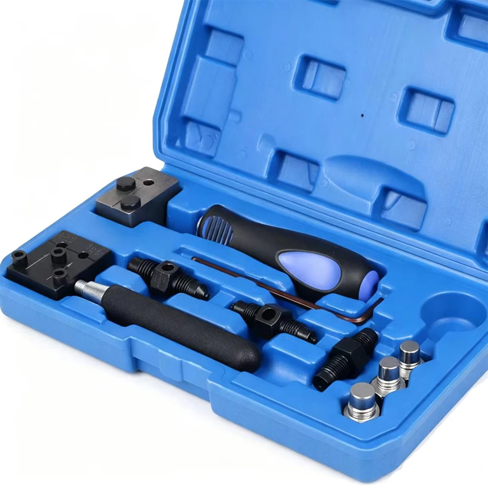 Dual Flare Brake Line Tool Kit 11PCS Create Leak-Proof Flares for 4.75mm/6.35mm Metal Pipes Fitting Tool Set - view 2