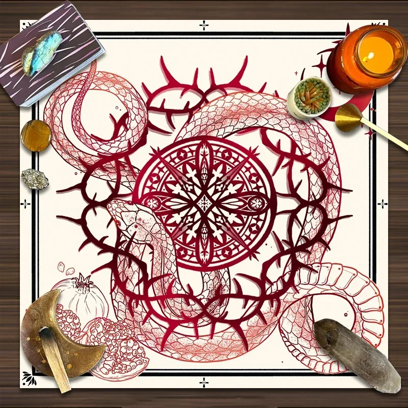 Tarot Cloth Snake Mandala Velvet Cloth Fortune Telling Board Game Mat Polyester Printed Home Decor Altar Cloth