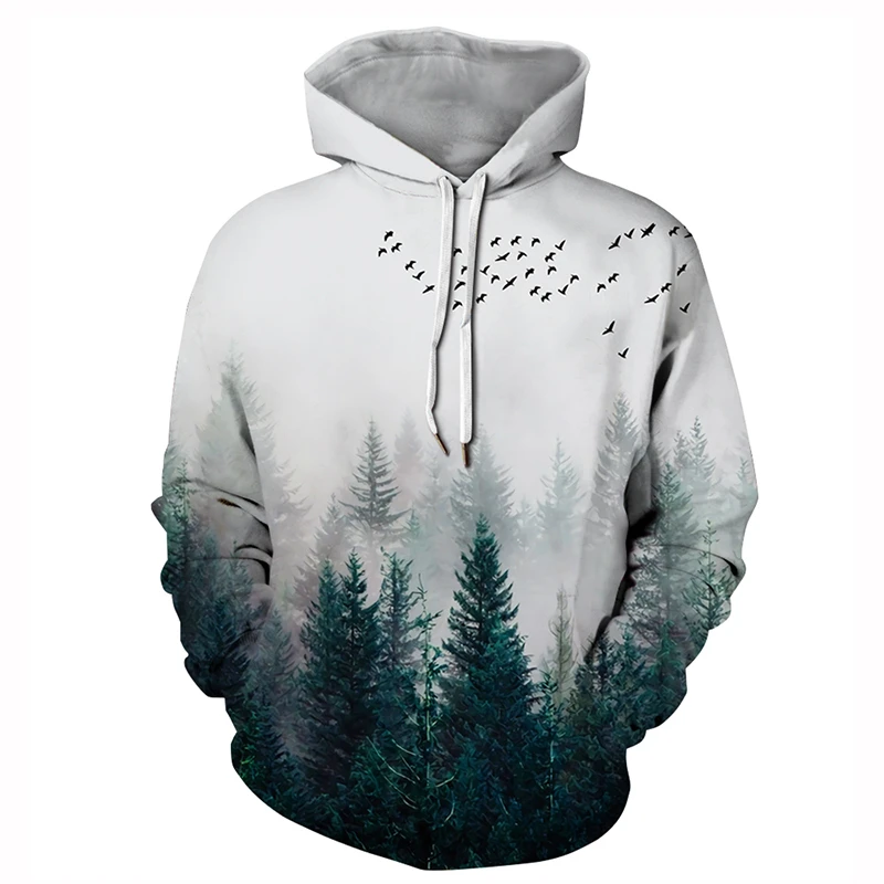 

Forest Landscape Light-colored Hoodie Men Women With The Same Style Hoodie Handsome Spring Autumn Casual Couples Wear y2k Tops