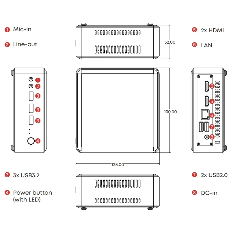 Maxtang Mini PC compacta AMD 3020e 16GB DDR4 512GB M.2 SSD Triple pantalla WiFi Windows Home Mini PC ordenador