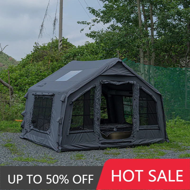 Coody 8.0 Gray Inflatable Air Tent 3-6 Person Durable Portable Folding Family Outdoor Glamping Tent