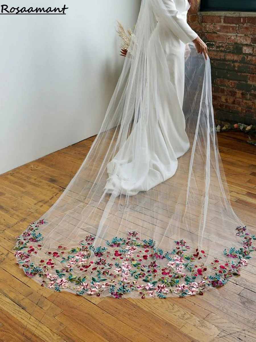 Flower Veil Long Floral Wedding Veils