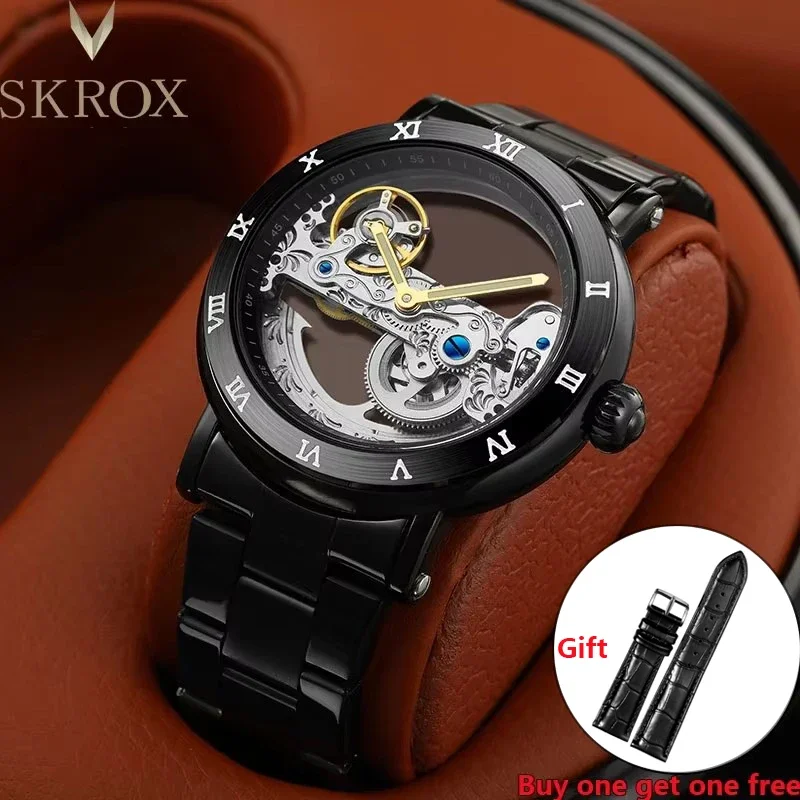 

2025High-end Luxury Brands Hollow Skeleton Automatic Movement Man Watch Stainless Steel Mechanical Clock Waterproof Male Watches