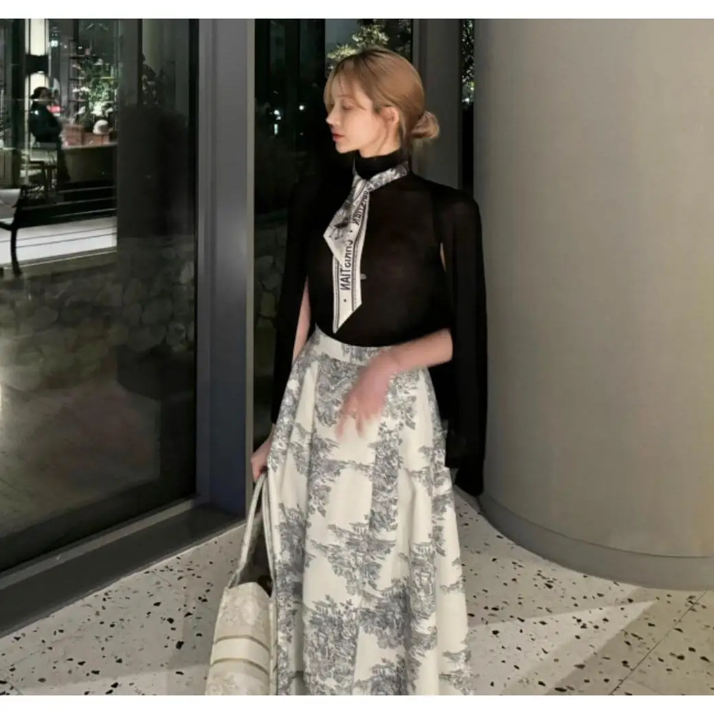 

Fashionable Sexy Tight High Collar See through Two Piece Set by Zhi Che Brand 96% plus Quality Material Autumn 2024 Collection