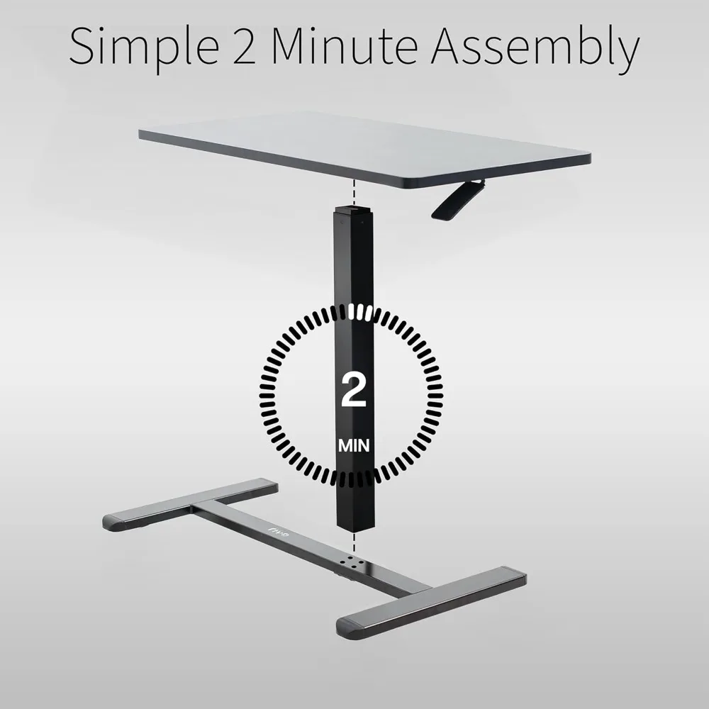 32 x 16 inch over-couch laptoptafel, in hoogte verstelbaar nachtkastje voor fauteuil, zwart, CART-V02L