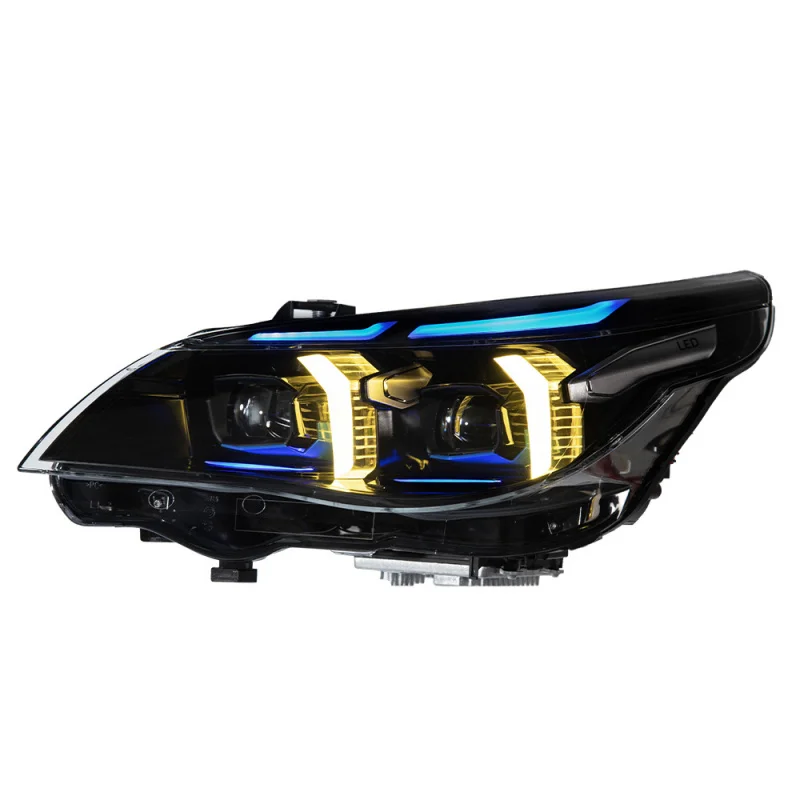 

￼ Suitable for 03-10 BMW 5 Series E60 Headlight Assembly Modified Fang Style LED Dual Color Daytime Running Light L