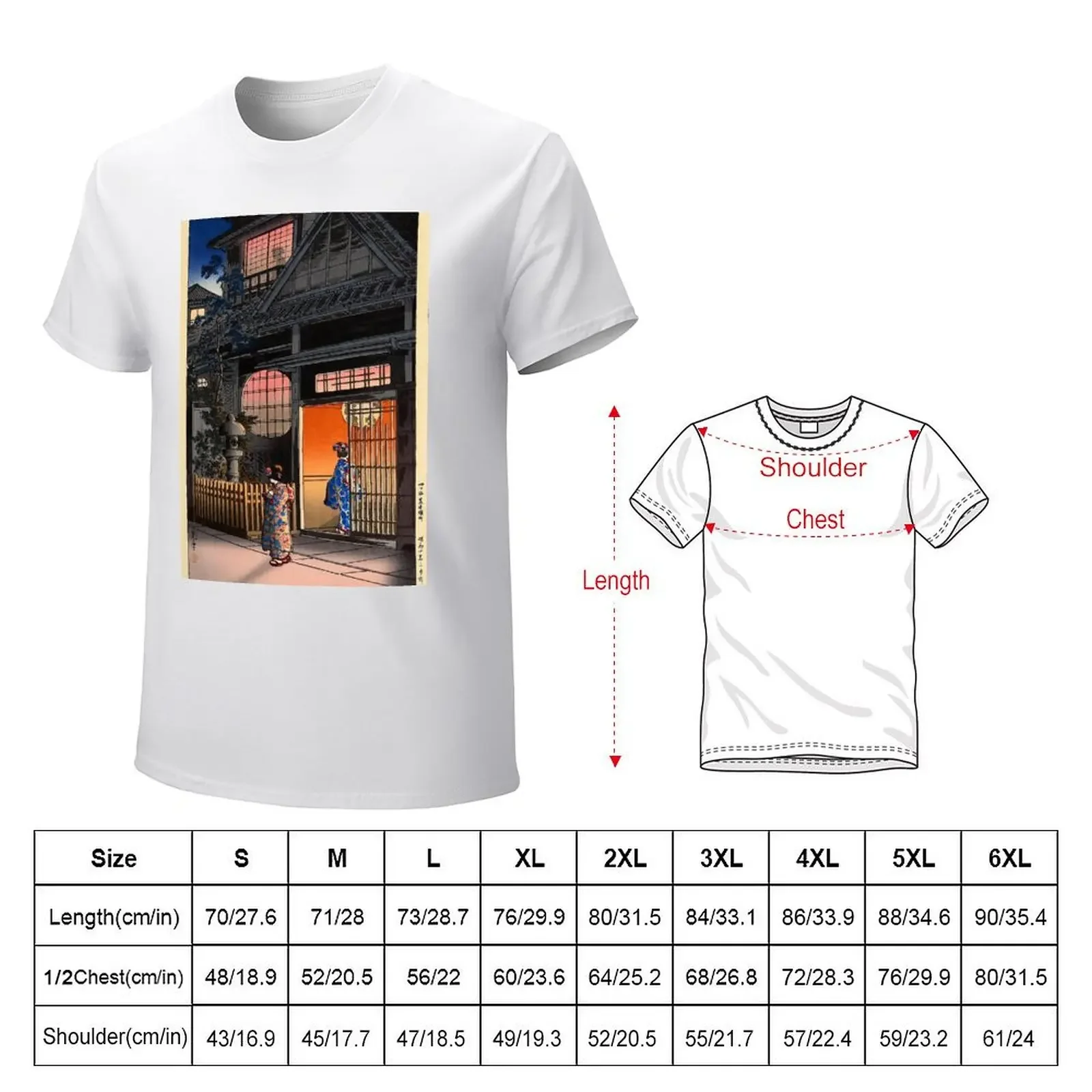 Japanese kasamatsu night village art T-shirt shirts graphic tees tops customs aesthetic clothes T-shirts for men cotton