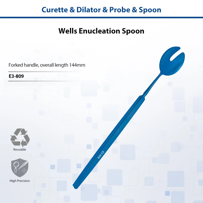 Wells Enucleation Spoon Flat Handle Reusable Autoclavable Ophthalmic Instrument For Ocular Enucleation Surgical Operation