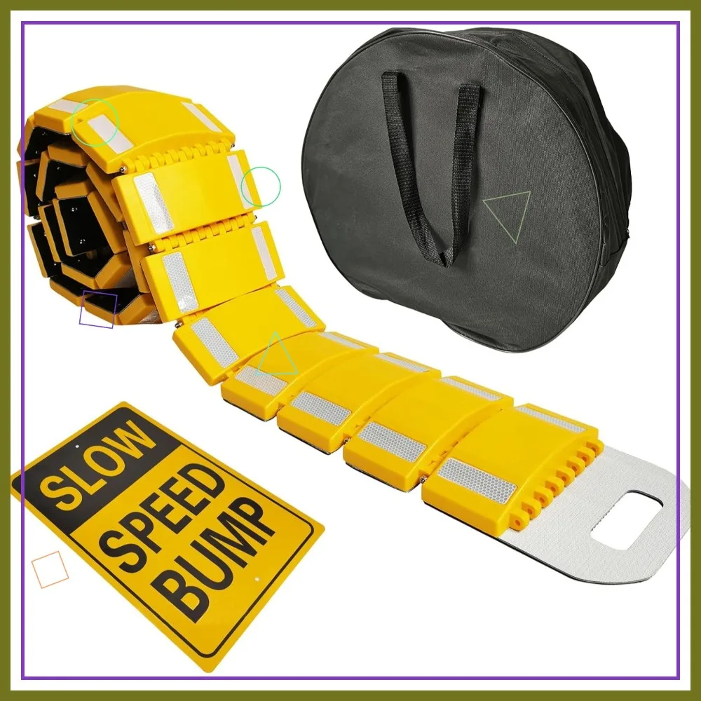 

Портативный лежачий полицейский (ограничитель скорости) 3 м с знаком «Ограничение скорости» для контроля движения на подъездных путях, парковках и в гаражах