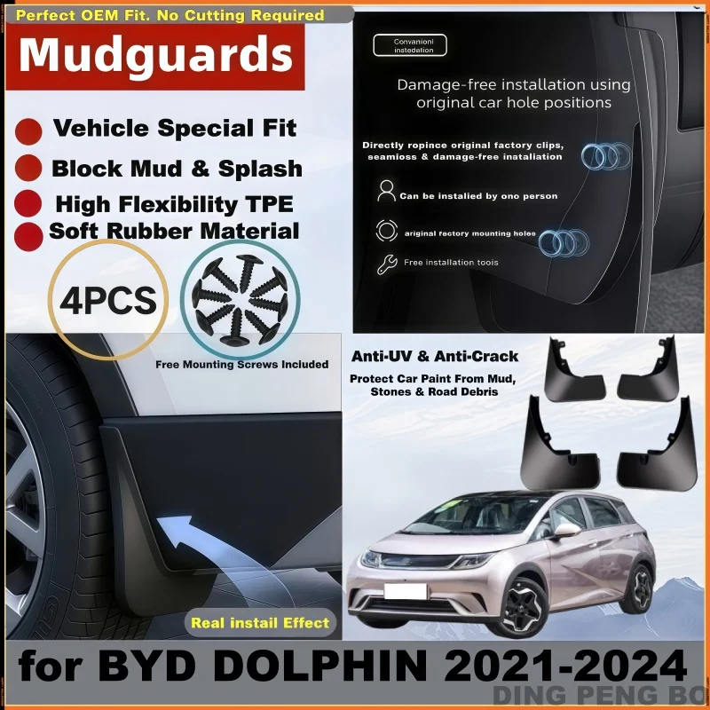 Mudguards Splash Guards for BYD DOLPHIN 2021-2024car-styling Mud Flap Flaps Splash Guards Fender Protector Cover Car Accessories