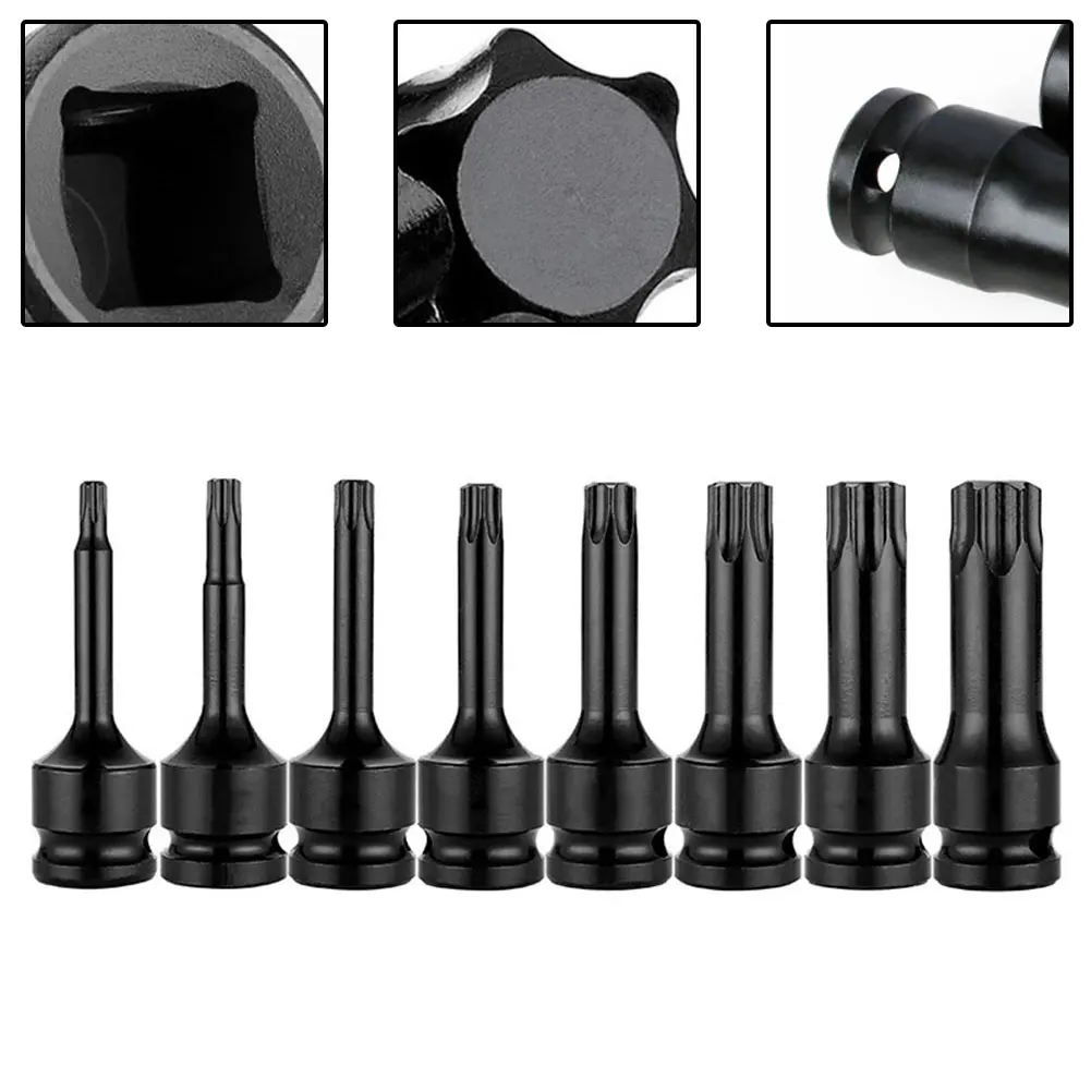 1PC 1/2inch Hex Torx Screwdriver Bit  Drive Socket Adapter Head T20 T40 T30 T100 Pneumatic Hexagonal Plum Blossom Sleeve