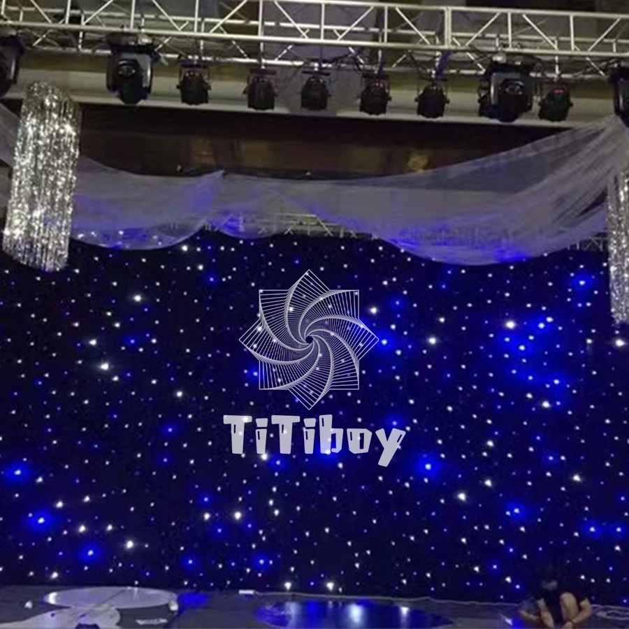 Top Quality LED Backdrop LED Star Cloth Starry Sky Curtain DMX512 Control For Stage Pub DJ Wedding Event Show Blue White RGBW